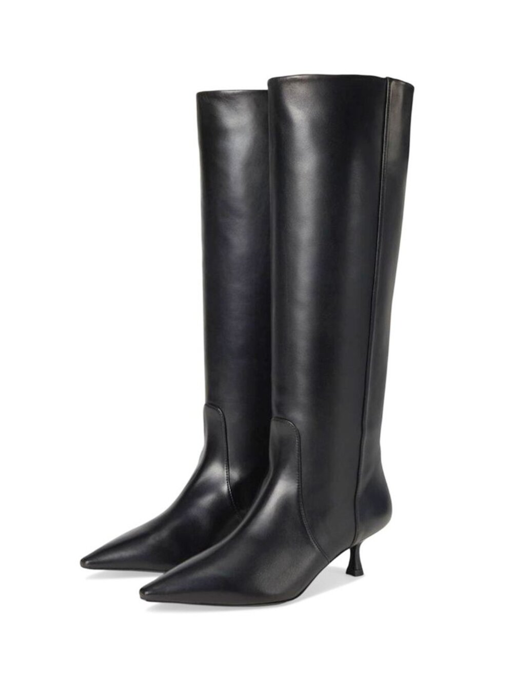 $900 STUART WEITZMAN Naomi KNEE HIGH Boot POINTY KITTEN BLACK LEATHER 7.5 (PD21)